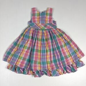 Ralph Lauren Dress Girls Sz 6x Rainbow Plaid Preppy Classic Girly